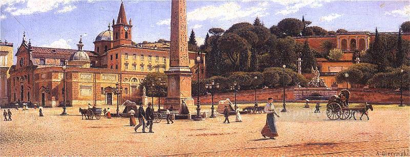 piazza del popolo w rzymie 1901 Aleksander Gierymski Realism Impressionism Oil Paintings